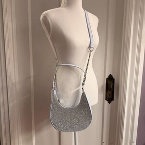 Claire's Women's Bling Baby‎ Blue Crossbody Crescent Purse